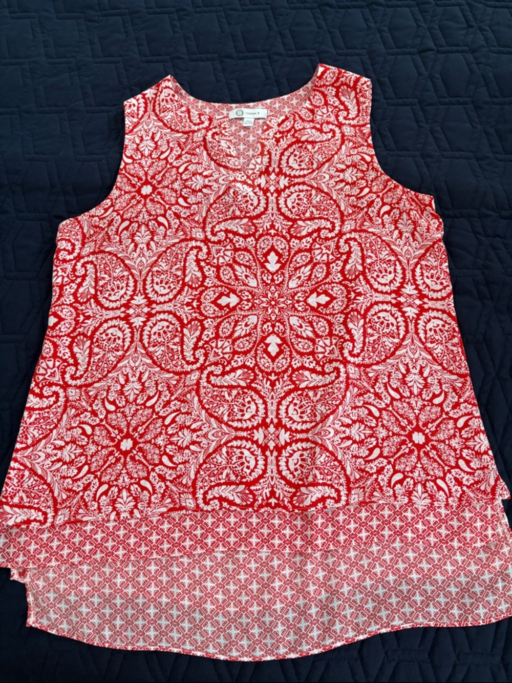 Cristina B Casual Sleeveless Red Paisley-Print Tank Top